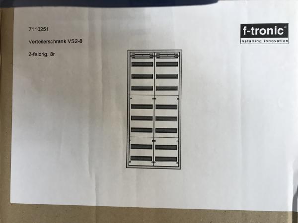 F-Tronic Verteilerschrank 2-feldrig, 8-reihig, 192 Module, HxBxT: 1250x550x210mm , VS2-8 (7110251)